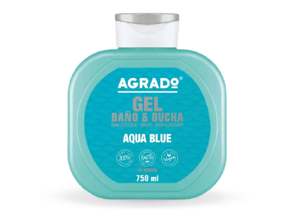 Премиум душ гел и пяна за вана 2в1 с освежаващ аромат Gel Baño & Ducha Aqua Blue 750 мл. - Agrado Премиум душ гел и пяна за вана 2в1 с освежаващ аромат Gel Baño & Ducha Aqua Blue 750 мл. - Agrado