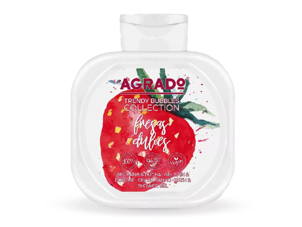 Премиум душ гел и пяна за вана 2в1 със сладък аромат на ягода Gel Baño & Ducha Fresas Dulces 750 мл. - Agrado Премиум душ гел и пяна за вана 2в1 със сладък аромат на ягода Gel Baño & Ducha Fresas Dulces 750 мл. - Agrado