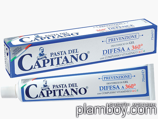 Гел-паста за зъби за цялостна защита с витамини А,С,Е - Action 360° Capitano - Ciccarelli Гел-паста за зъби за цялостна защита с витамини А,С,Е - Action 360° Capitano - Ciccarelli