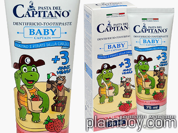 Детска паста за зъби с вкус на ягода - Baby +3 Capitano - Ciccarelli Детска паста за зъби с вкус на ягода - Baby +3 Capitano - Ciccarelli