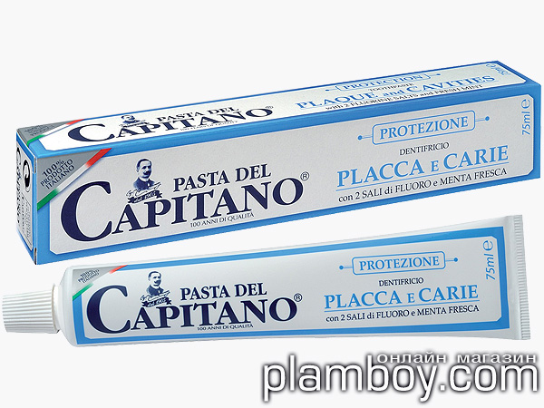 Паста за зъби против кариес и зъбен камък Protection-Plaque and Cavities Capitano - Ciccarelli Паста за зъби против кариес и зъбен камък Protection-Plaque and Cavities Capitano - Ciccarelli